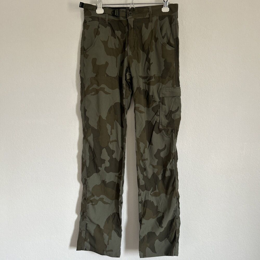 PrAna Zion Pant II Green Camo Cargo Hiking Pants Stretch Vented Outdoor 30x34